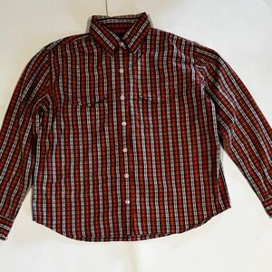 Women's orange and blue Plaid Shirt